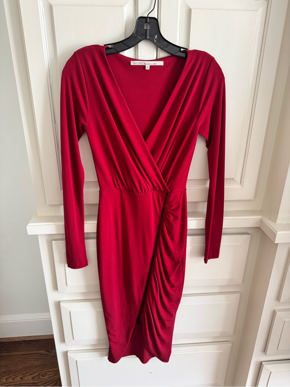 RACHEL Rachel Roy Red Wrap-Style Long Sleeve Dress